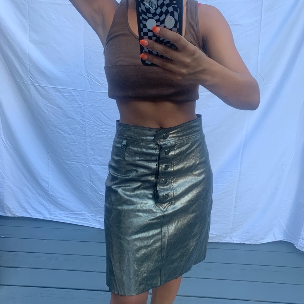 zara metallic leather skirt